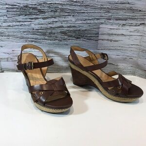 Naturalizer N5 Comfort Lael Espadrille Sandals Brown Strap Heels Size 9